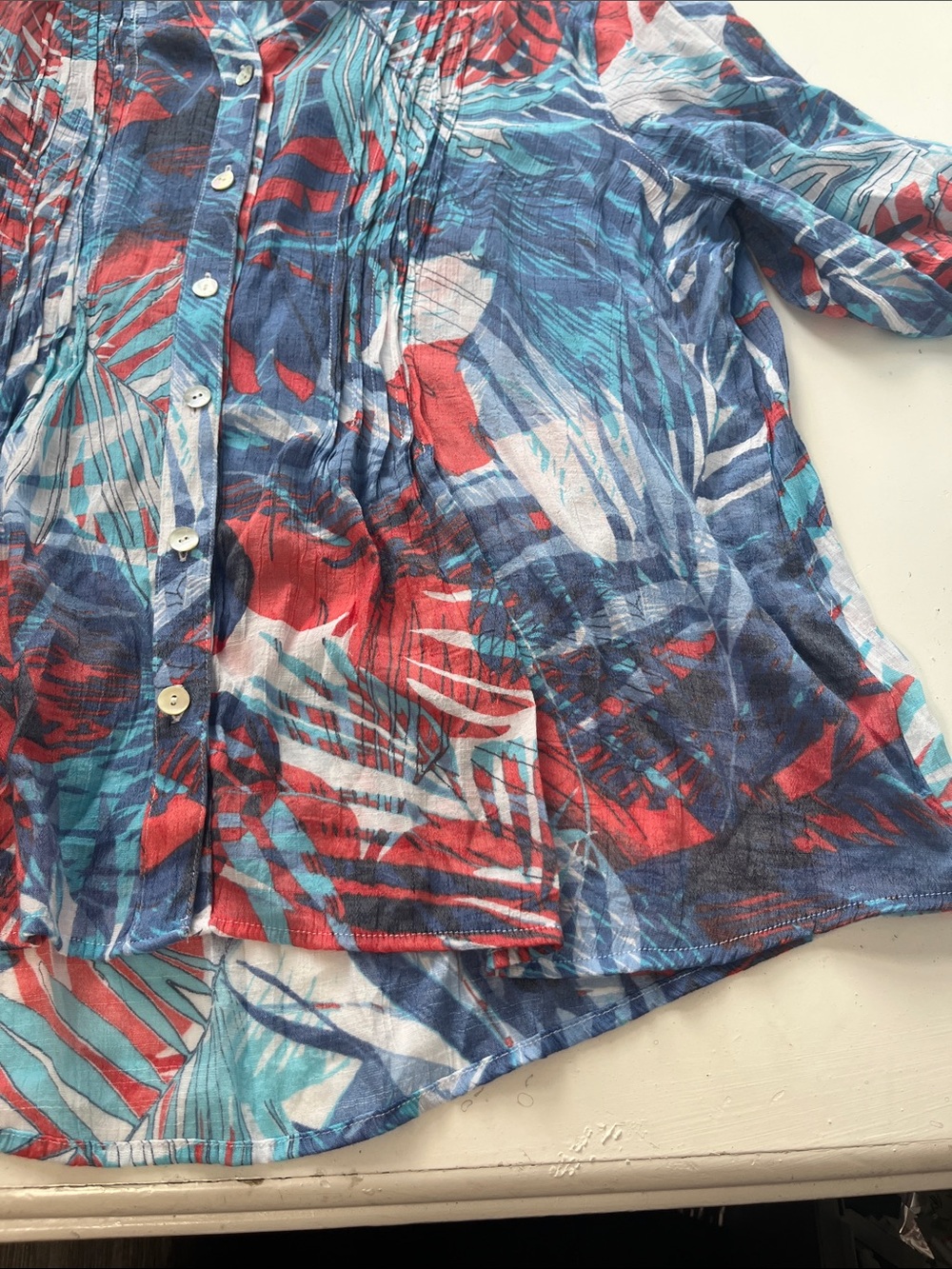 Ruby Rd XL 3/4 Sleeve Multicolor Floral Button Up Blouse - Picture 3 of 5